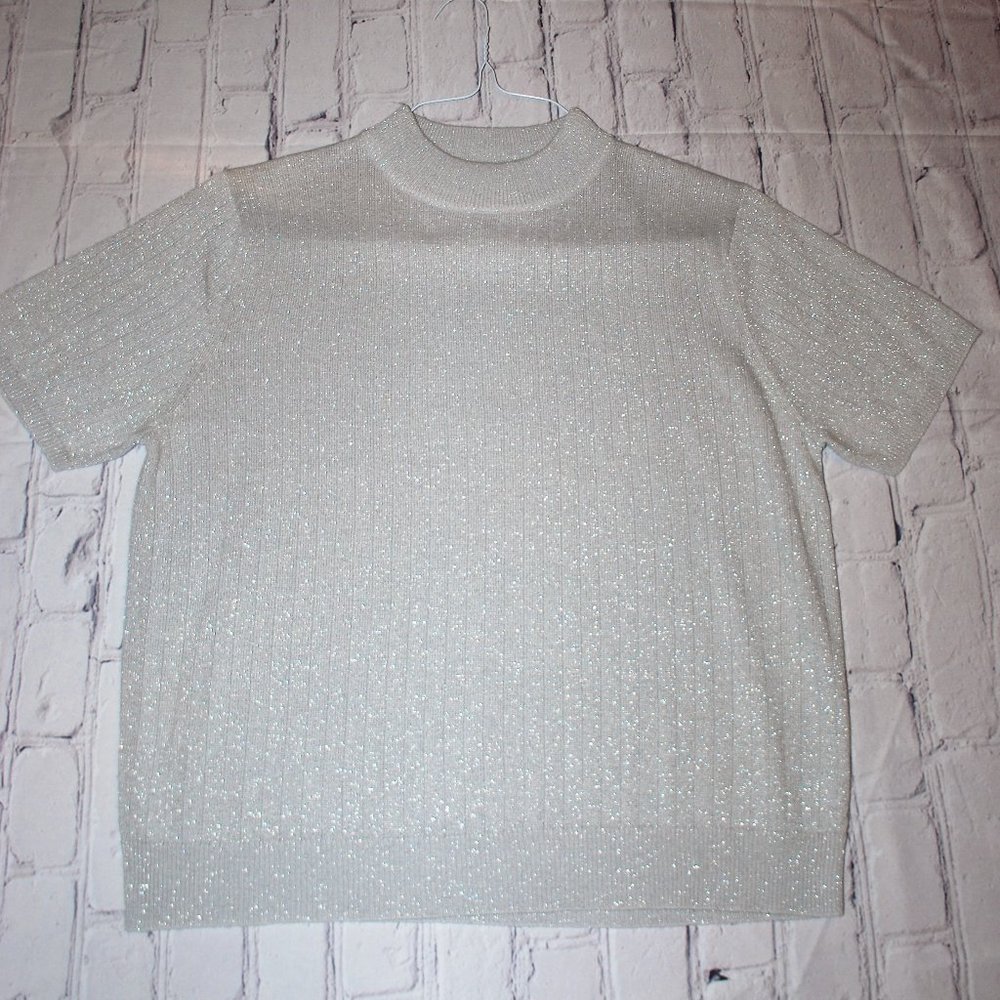 New Sag Harbor Silver Mock Neck Shell